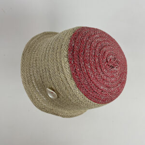 Chapeau de paille clochant écru et rouge
