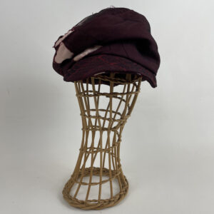 Casquette en coton et soie bordeaux et rose