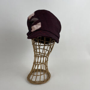 Casquette en coton et soie bordeaux et rose