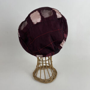 Casquette en coton et soie bordeaux et rose