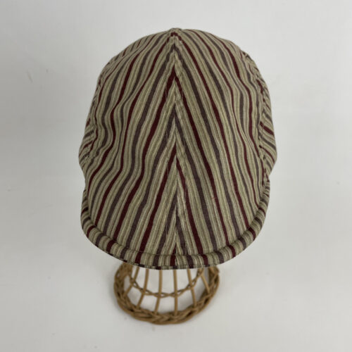 Casquette plate en coton rayé beige et bordeaux