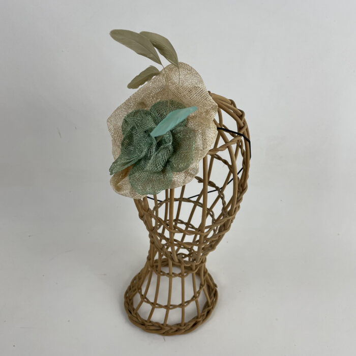 Bijoux de tête en sisal vert et écru
