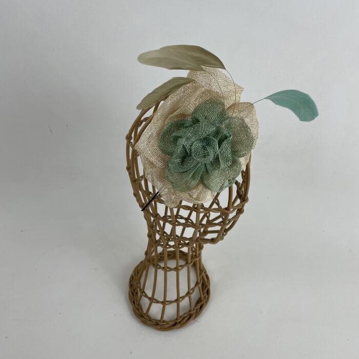 Bijoux de tête en sisal vert et écru