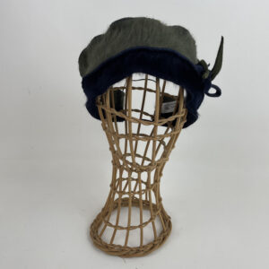 Bandeau tout doux en angora bleu marine et vert kaki