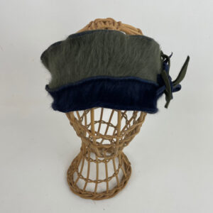 Bandeau tout doux en angora bleu marine et vert kaki