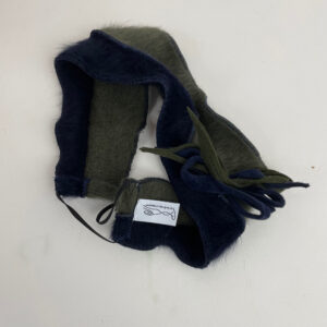 Bandeau tout doux en angora bleu marine et vert kaki