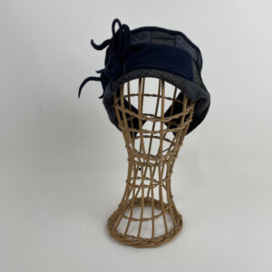 Bandeau bleu marine et gris en patchwork de lainage et velours