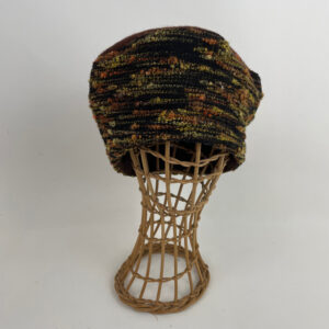 Toque ocre en velours chenille et jersey d'angora