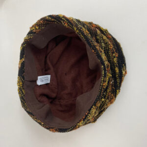 Toque ocre en velours chenille et jersey d'angora