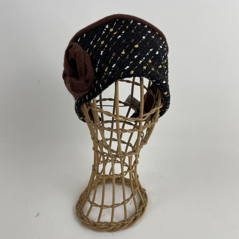 Bandeau en lainage noir moucheté blanc jaune marron