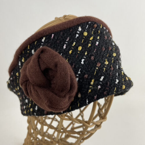 Bandeau en lainage noir moucheté blanc jaune marron