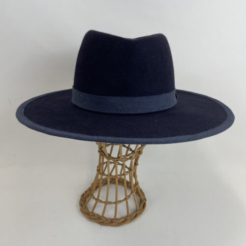 Fedora en feutre de laine bleu marine
