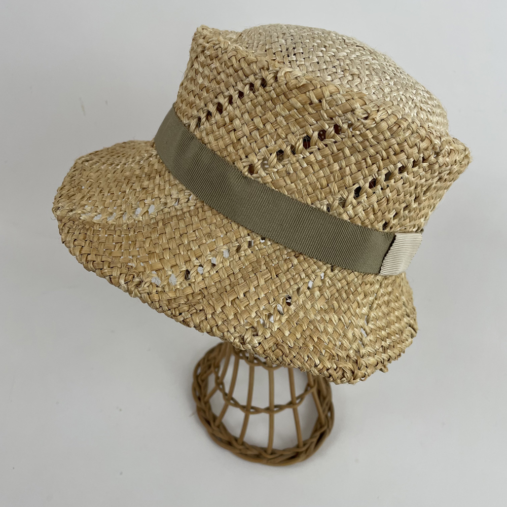 Chapeau cloche en paille de blé & jute