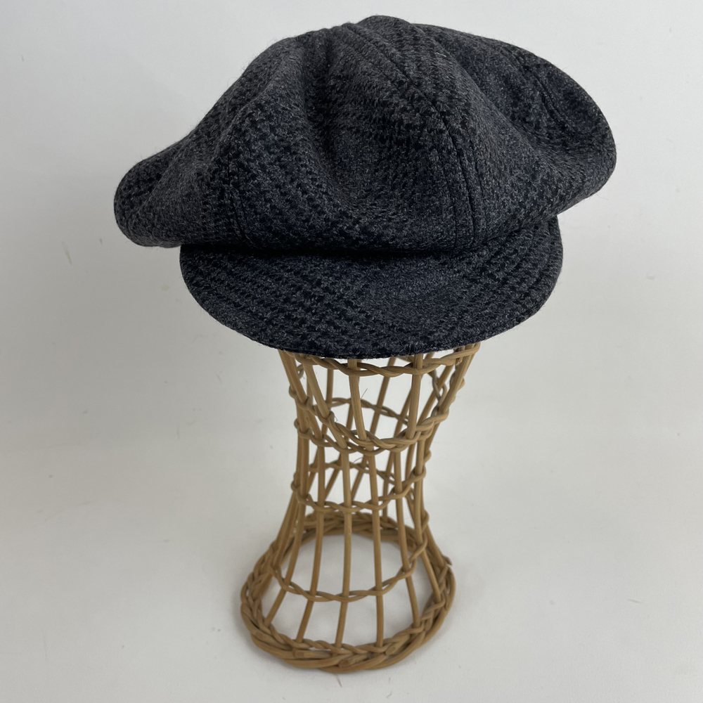 Casquette gavroche en drap de laine gris & noir