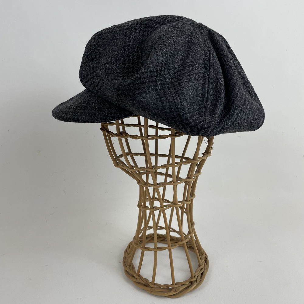 Casquette gavroche en drap de laine gris & noir