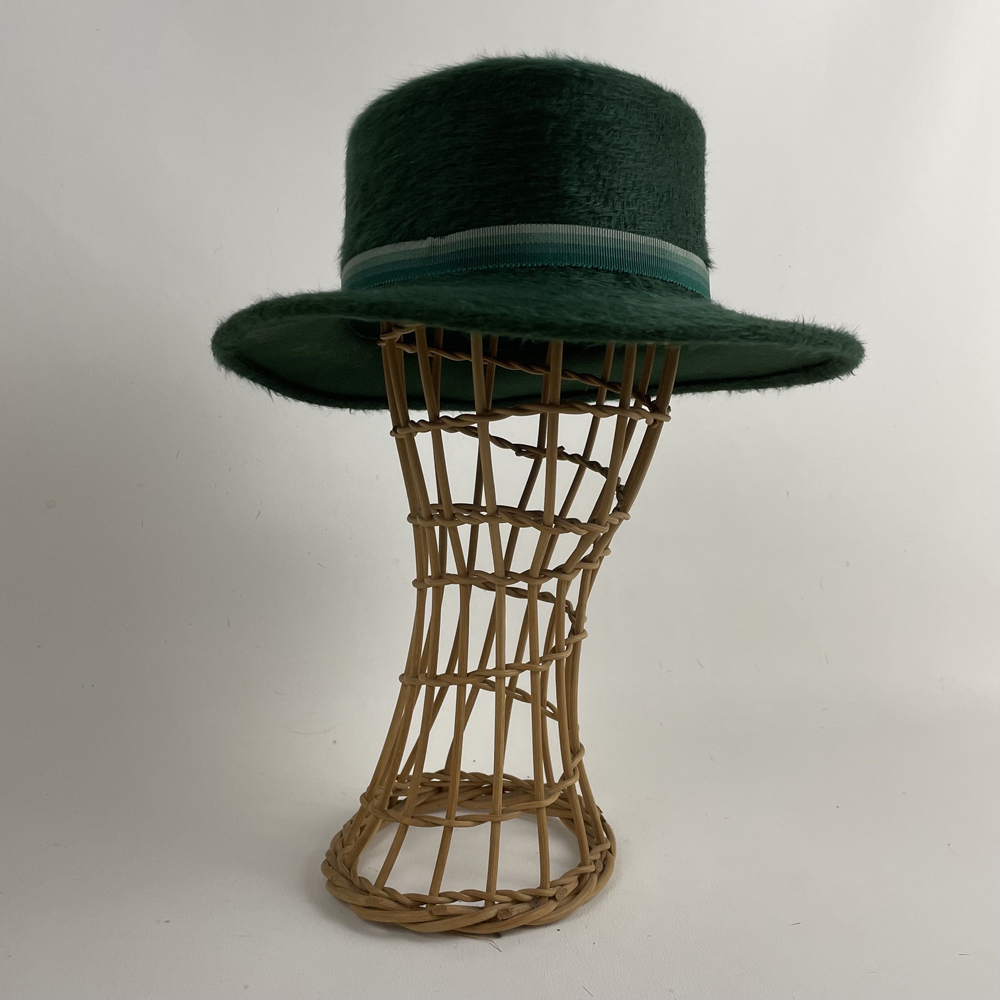 Canotier en feutre vert bouteille