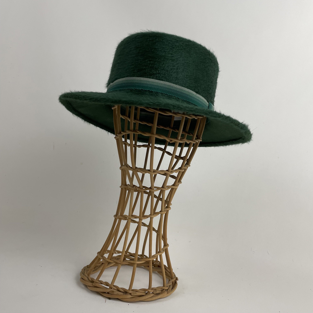 Canotier en feutre vert bouteille