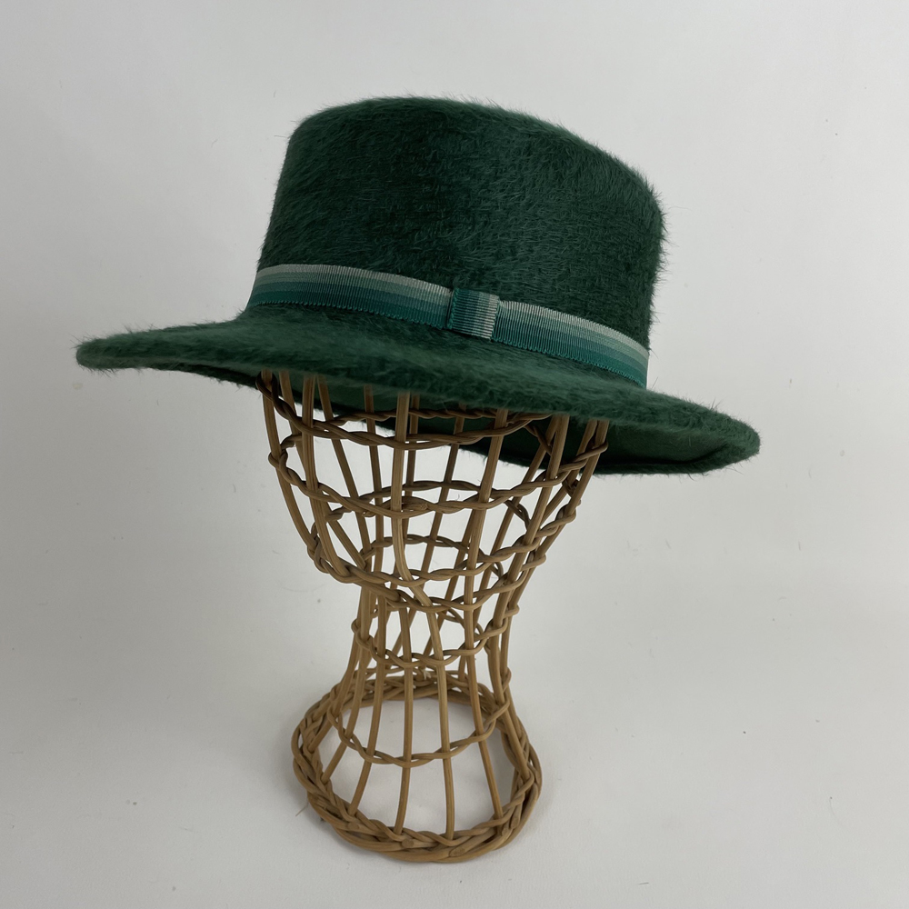 Canotier en feutre vert bouteille