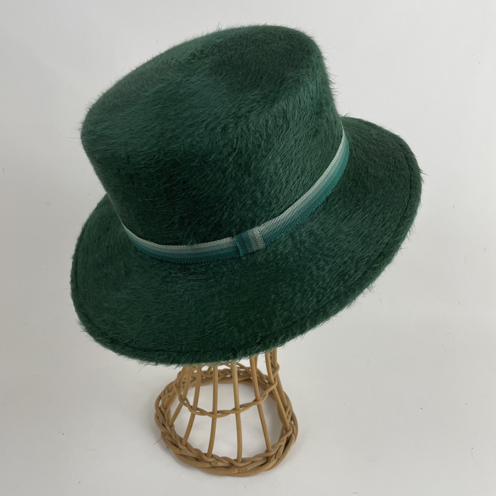 Canotier en feutre vert bouteille