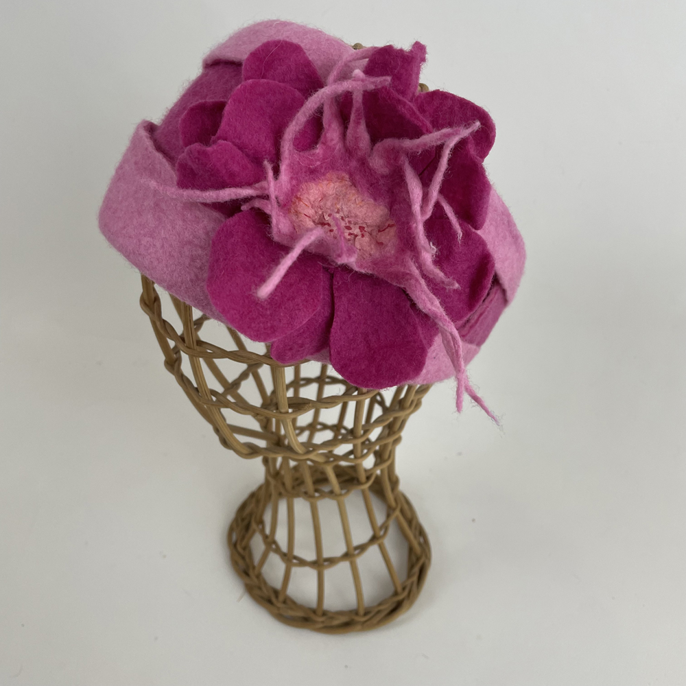 Bandeau rose clair et fushia en laine mérinos